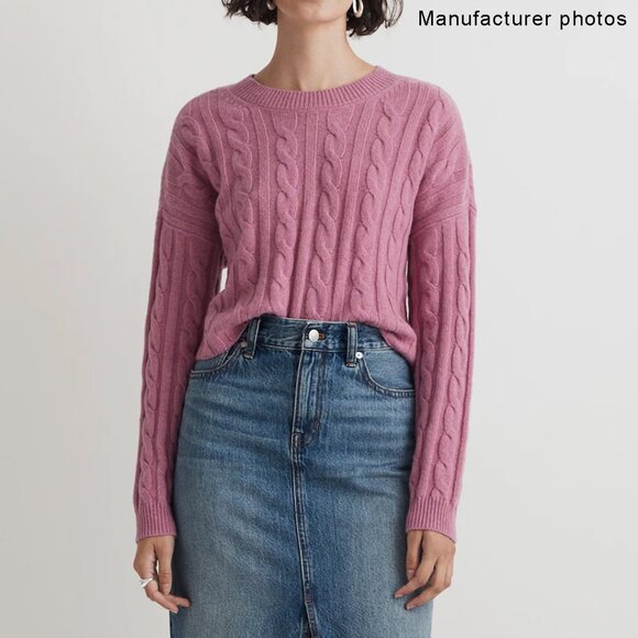 Madewell (Re)sourced Cashmere Wool Cable Knit Cropped Sweater XS - Picture 10 of 10